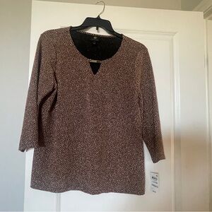 Brown Patterned Long Sleeve Top